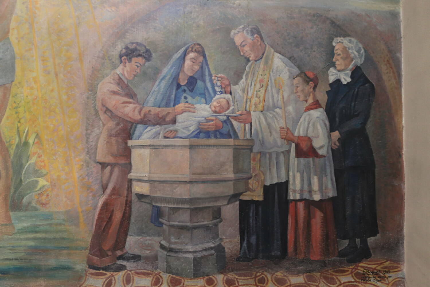 Montbard (21) - Baptême du Christ, d'un nouveau-né et scène de confirmation - Fondation pour la Sauvegarde de l'Art français - Plus grand musée de France